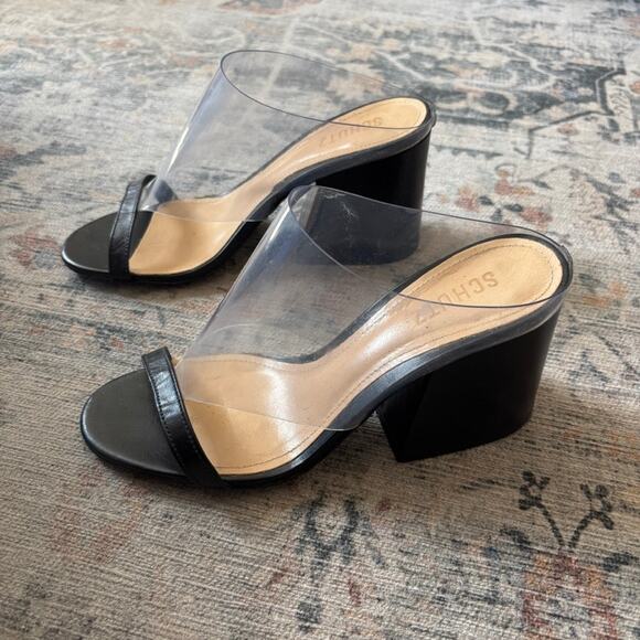 Schutz Clear Chunky Block Heels - Women's Size 8 - Picture 2 of 7